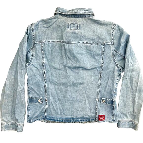 Ralph Lauren 90s Vintage Distress Light Medium Denim Jean Jacket Boho MED - Picture 8 of 13